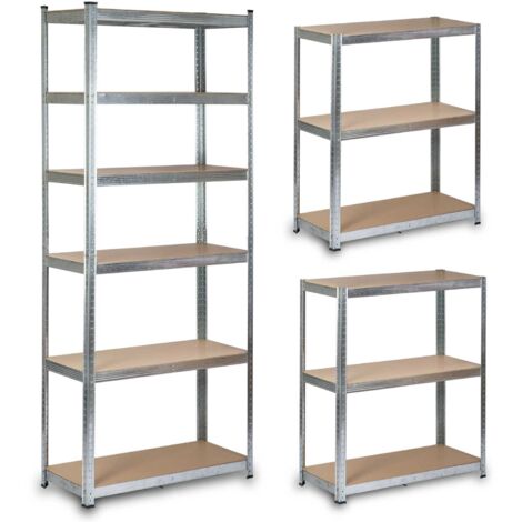 Metall-Lagerregal 222 x 90 x 40 cm – 6 Regalböden aus MDF – max. Traglast 150 kg – schraubenlose Montage – für Garage und Keller (1/5)