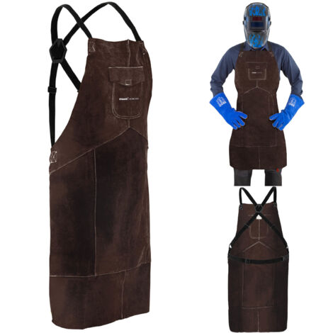 QeeLink Lederschürze - Schweißerschürze aus Leder mit 6 Werkzeugtaschen QeeLink Lederschürze - Schweißerschürze aus Leder mit 6 Werkzeugtaschen