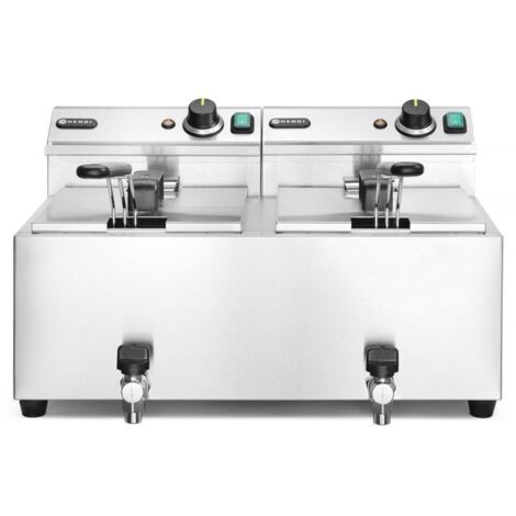 Masterpro Fritteuse mit Wasserhahn 230 V 7 kW 2 x 8 l - Hendi 209301 (1/5)