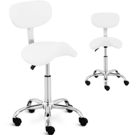 Hamburger Kosmetik-Sattelstuhl auf Rollen bis 150 kg, weiß (1/5)