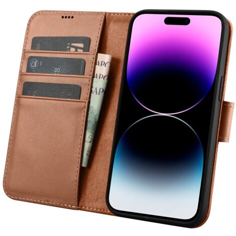 BEZ Cover Portafoglio Per IPhone 16e In Tela E PU Pelle – Con Chiusura Magnetica E Blocco RFID (Nero)