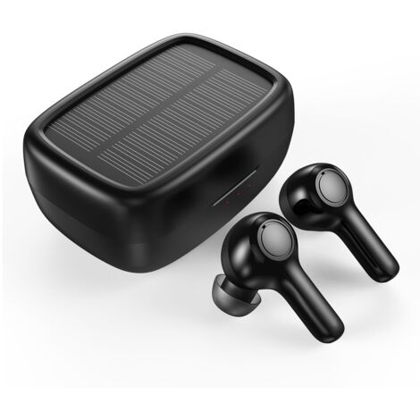 TWS Kabellose Kopfhörer mit Solarladegerät schwarz (1/5)