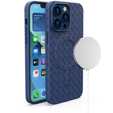 Geflochtene Hülle für iPhone 15 mit MagSafe Woven Case, Marineblau (1/5)