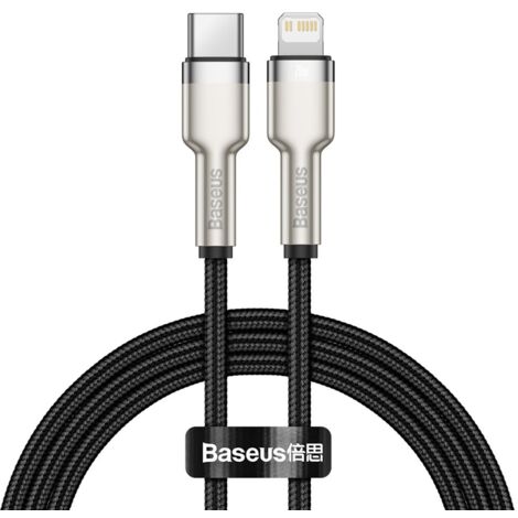 iPhone USB-C - Lightning Kabel, Metall, Daten- und Stromlieferung 20W, 1m - Schwarz (1/5)