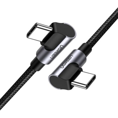 Abgewinkeltes Kabel mit seitlichem USB-C-auf-USB-C-Schnellladeanschluss, 1 m – grau (1/5)