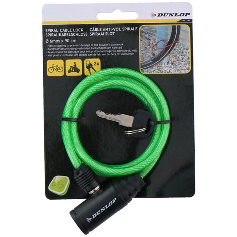 Dunlop - Spiral-Fahrradschloss mit Schlssel 90 cm (Grn)