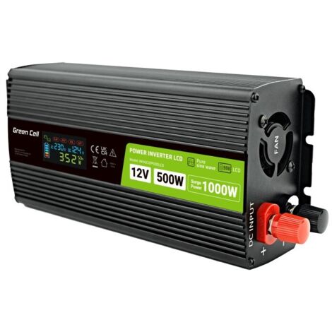 GREEN CELL LCD-Konverter 12V 500W/1000W Sinus (1/5)
