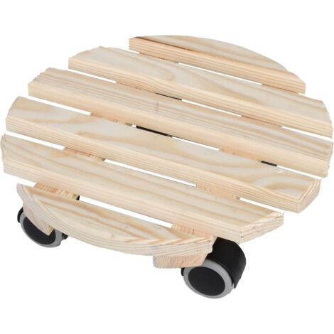 Esschert Design Pflanzenwagen Rolluntersetzer Hellbraun rund Ø 28,8 cm (1/3)