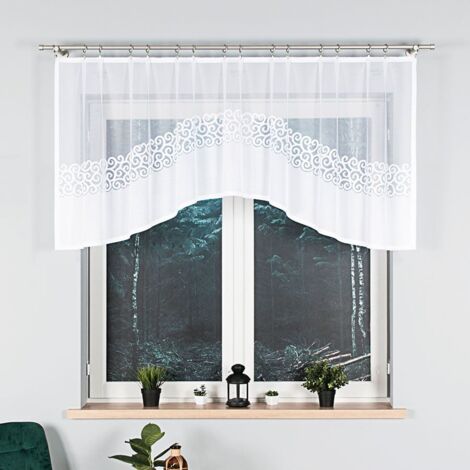 Daniela – Fertigvorhang aus Jacquardstoff mit Schlitz am Saum – 250 x 90 cm – weiß (1/5)