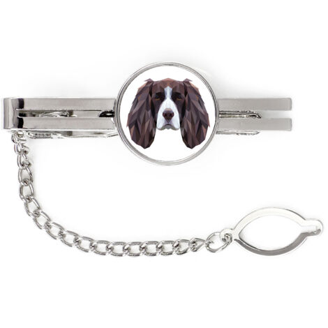 English Springer Spaniel - geometrische Krawattenklammer mit Foto und Aufschrift Art-Dog