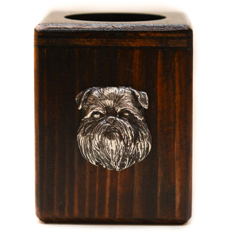 Brüsseler Griffon, Griffon Bruxellois - Kerzenständer aus Holz mit Hund, ein einzigartiges Andenken nach dem Verlust eines Hundes, handgefertigt von Art-Dog