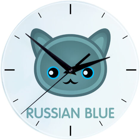 Russisch Blau Katze - MDF Uhr mit Grafik und Aufschrift von Art-Dog (1/4)