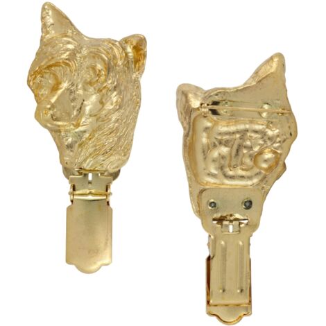 Japan Chin, Japan Spaniel - Brosche mit Clip, vergoldeter Startnummernträger, edles Abzeichen für Hundeausstellungen von Art-Dog