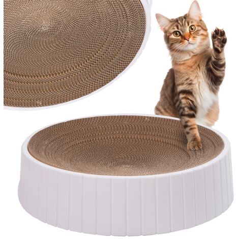 Ein groer Kratzbaum aus Pappe fr eine Katze, zum Kratzen, ein  Katzenspielzeug, rund