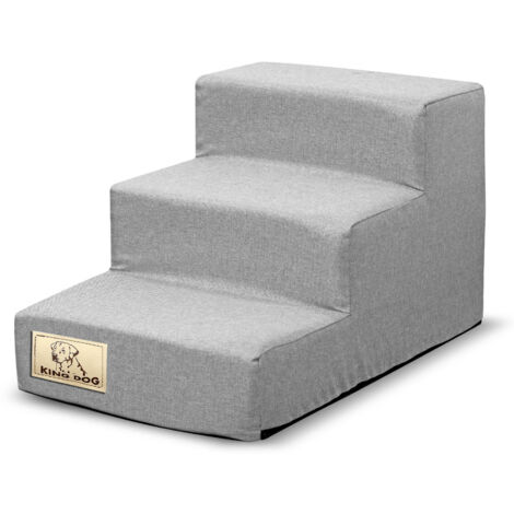 3-stufige abnehmbare Treppe, rutschfest 45x30x30 cm, graues Leinen