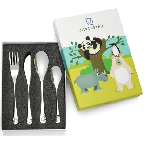 Kinderbesteck mit Gravur, Wildtier-Set  Größe: 160x170x160x130 mm  Artikelnummer: ZV4264070