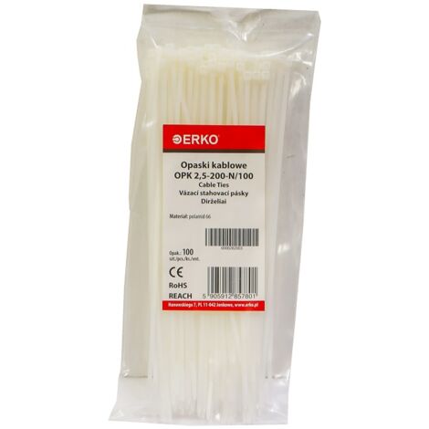Weißes Klemmband OPK 200/2,5, Packung à 100 ERKO-Stücke