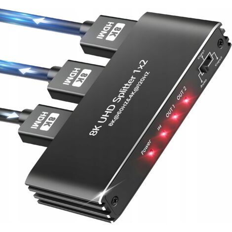 SPLITTER HDMI 2.1 1x2 SPLITTER ULTRAHD HDCP 2.3 8K60HZ 4K 120HZ - 2 TV
