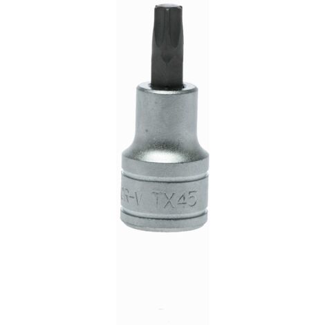 Kraftwerk Torx Stecknuss T45, 1/2" Antrieb, 100mm Lang – Verchromt