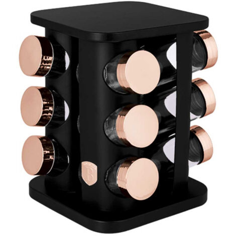 BERLINGER HAUS BH-8559 BLACK ROSE DREHBARES GEWÜRZREGAL 12 BEHÄLTER