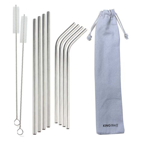 Kinghoff Metallstrohhalme für Getränke, 8 Stück + Etui KH-1357 (1/5)