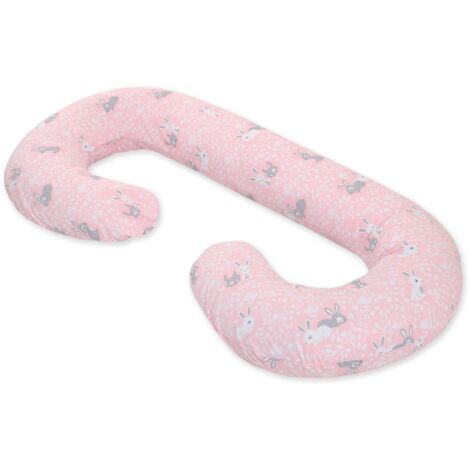 Schwangerschaftskissen Typ C Kissen mit abnehmbarem Bezug für Schwangere, zum Stillen - Pink Bunnies (1/4)