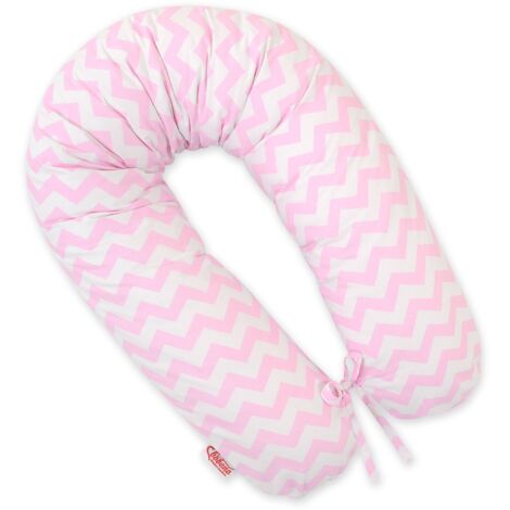 Längeres Schwangerschaftskissen für Schwangere zum Schlafen + abnehmbarer Bezug – Pink Chevron (1/5)