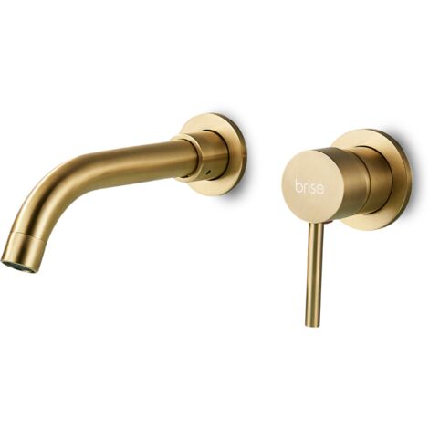 Unterputz-Waschtischarmatur für Wandmontage, gebürstetes Gold matt + Karton (1/5)