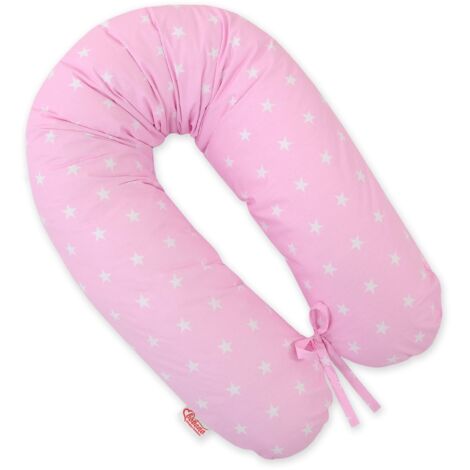 Längeres Schwangerschaftskissen für Schwangere zum Schlafen + abnehmbarer Bezug - Sterne auf Pink (1/5)