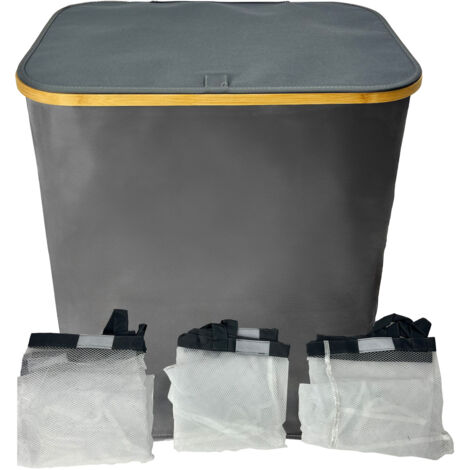 Wäschekorb aus Graphit-Bambus fürs Badezimmer, 57x37x67 cm, VKO21 Begryf (1/5)