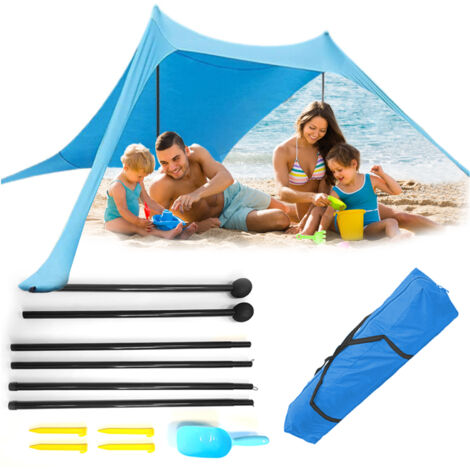 Große Strandplane Zeltüberdachung Sonnenschutz 2x2m Schattenset (1/5)