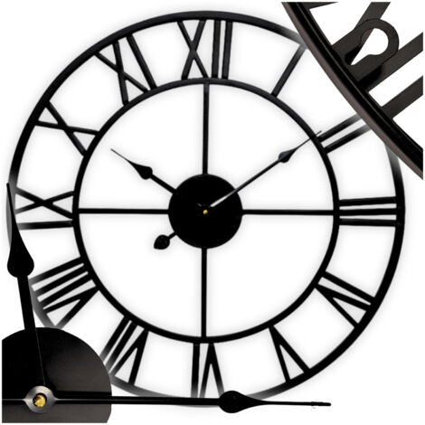 Große elektronische Wanduhr Loft modern leiser Mechanismus schwarz