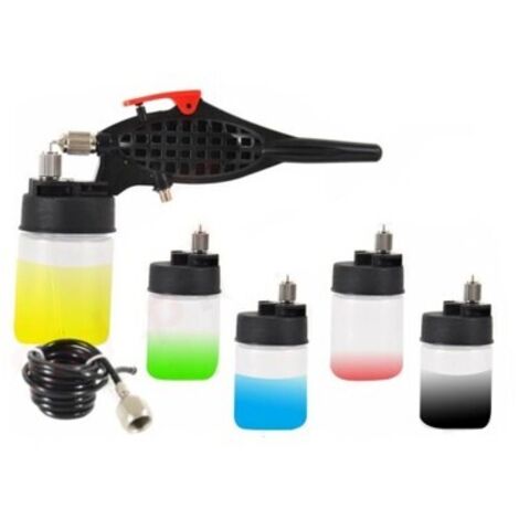 Modellbau-Airbrush 0,5 mm mit 1,5 m Schlauch, 5 Farbtanks, professionelle Lackierung (1/5)