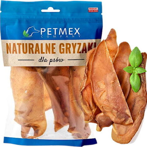 Delikatesse, natürlicher Kausnack für Hunde, geschnittenes Schweineohr, Petmex 100g