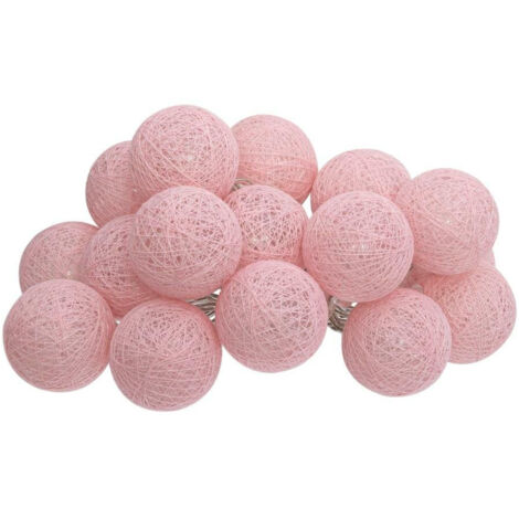 Cottonballs LED Girlande pink 16 Bälle batteriebetrieben