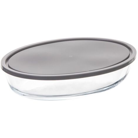 Großer ovaler Lebensmittelbehälter aus Glas und Kunststoff OVAL GLASFORM 30 x 21 cm (1/4)