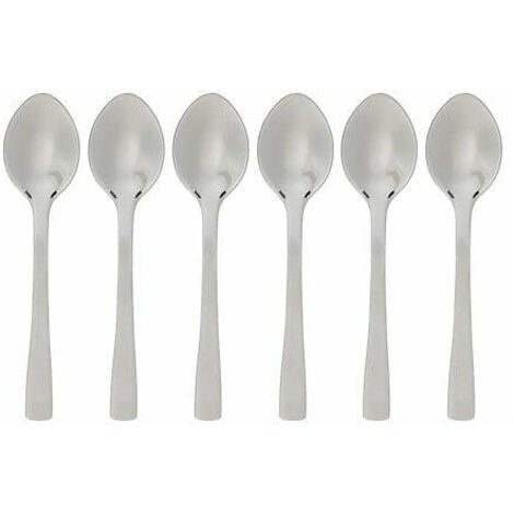 Packung mit 6 kleinen silbernen Precision-Edelstahl-Mokalöffeln 9,5 cm (1/3)