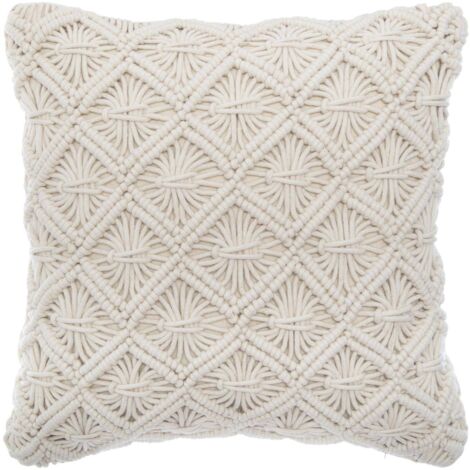 Makramee Kissen 40x40 cm beige HANDGEWEBTE DETAILS