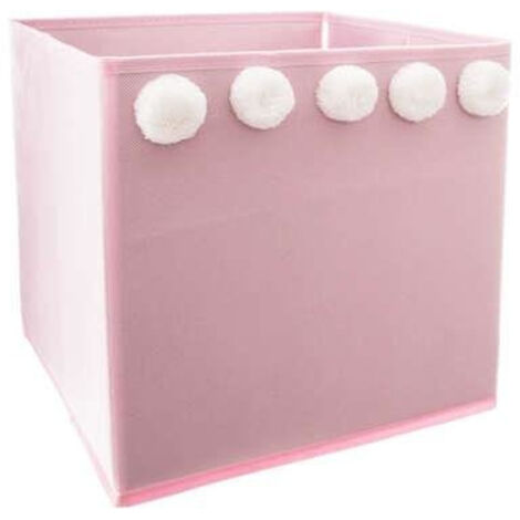 Textilbehälter für Kinder POMPOM mit 5 Pompons, 24 L, faltbar, rosa, 29 x 29 x 29 cm, Atmosphera for kids (1/3)