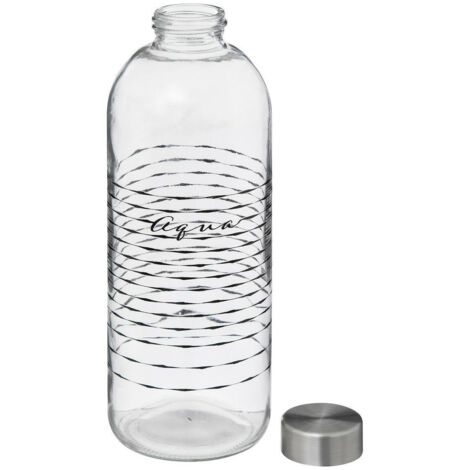 Glasflasche für Wasser 1L transparent dekoriert