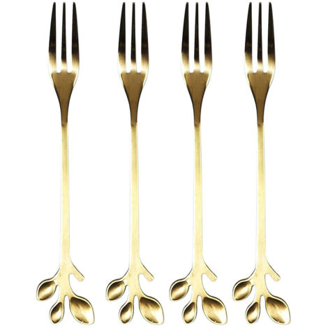Set mit 4 Dessertgabeln mit Blattgold (1/4)