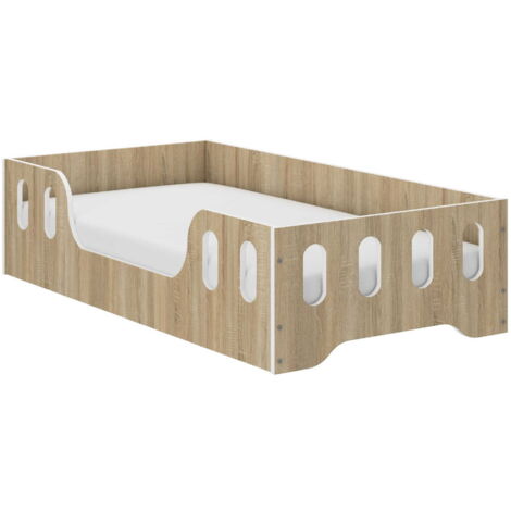 Montessori LAKI Kinderbett 160x80 cm – mit Absturzsicherung – Schaumstoffmatratze – Möbelplatten für hohe Stabilität (1/2)