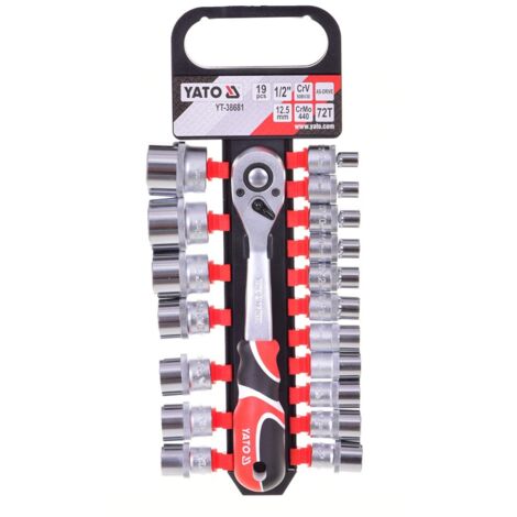 Steckschlüsselsatz mit Ratsche 1/2", 19 CZ YT-38681 yato (1/3)