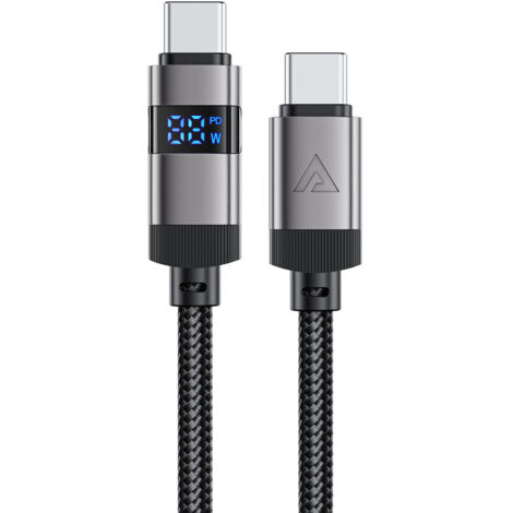 USB-C – USB-C-Kabel mit Display, 480 Mbit/s, 66 W, 1,2 m – Schwarz (1/5)