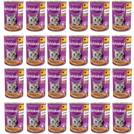 WHISKAS CHICKEN IN JELLY TIN 24x400 Nassfutter für Katzen mit CHICKEN