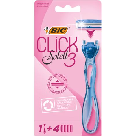 BIC Soleil Click 3: Rasierer mit 4 auswechselbaren Klingen – sanfte Rasur ohne Reizungen