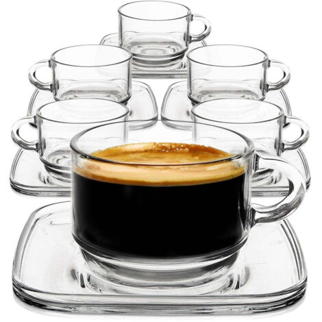 Gläser mit Untertassen für Kaffee und Tee, 6er-Set, je 250 ml. (1/5)