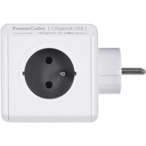 Allocacoc PowerCube Original Typ E Innenbereich 5-polig AC Grau Mehrfachsteckdose - Mehrfachsteckdosen (Innenbereich, 5-polig AC, Typ E (FR), Grau, CE, 16 A)