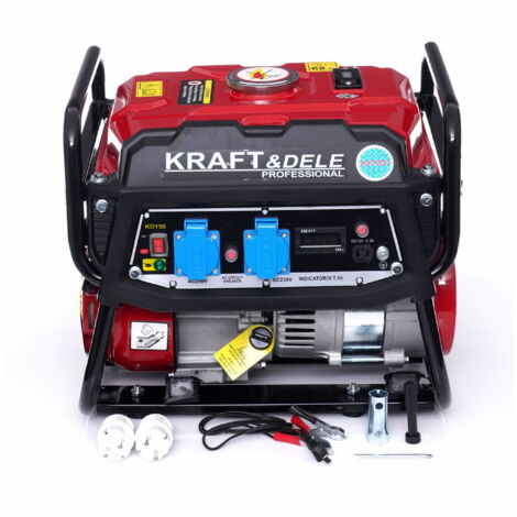 Kraft&Dele Stromerzeuger 3PS 1500W Steckdose 2x 230V, 1x 12V Benzin Stromaggregat Notstromaggregat Stromgenerator (1/5)