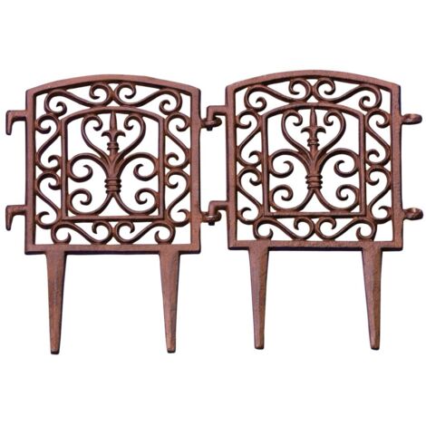 Esschert Design Beetzaun-Element Antikstil Braun mit Haken 20 x 28 cm - Gusseisen (1/2)